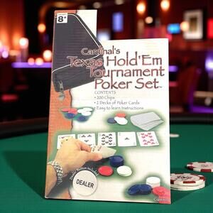 Cardinal’s Texas Hold’Em Tournament Poker Set NEW Sealed w/ Nylon Zipper Case